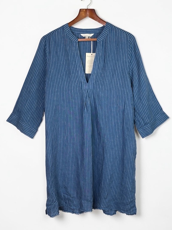 Garnet Hill Dresses & Skirts - NWT Garnet Hill Blue White Striped Linen European Flax Tunic Dress M